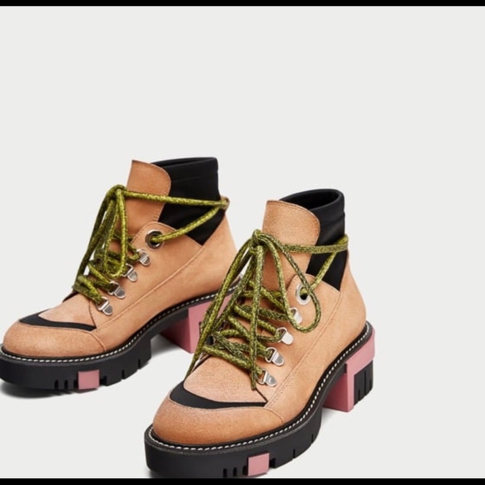 *IN SEARCH OF* Zara Split Suede Boots w/Track Sole